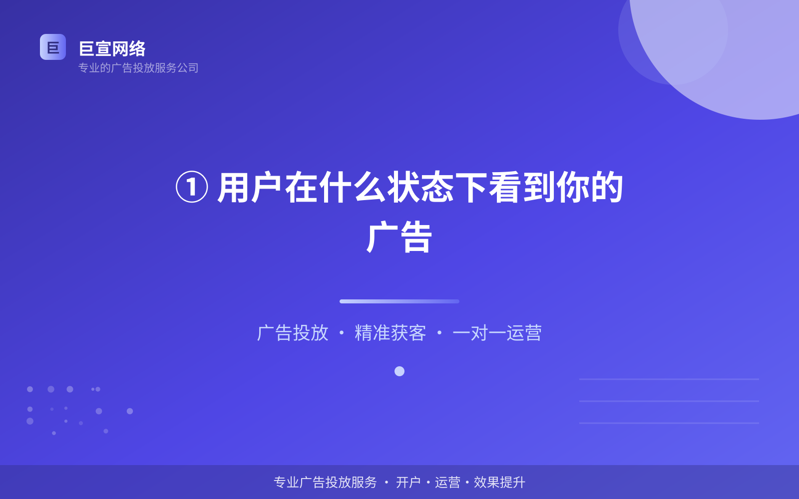 ① 用户在什么状态下看到你的广告(费用与预算参考) ① 用户在什么状态下看到你的广告(费用与预算参考)